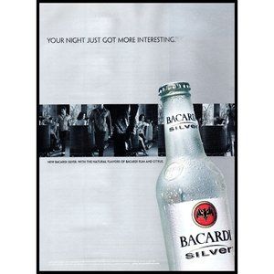2002 Bacardi Silver Rum Vintage Print Ad Night Club Lounge Hookup Wall Art